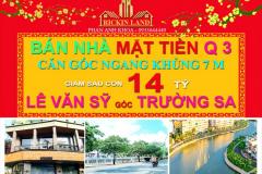 NGANG 7M - BÁN NHÀ GÓC MẶT TIỀN LÊ VĂN SỸ, QUẬN 3, 115M, 14 TỶ, 0933644449