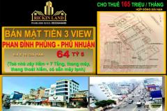 BÁN NHÀ MT 3 VIEW PHAN ĐÌNH PHÙNG, HĐT165 TR/TH, PHÚ NHUẬN, 64 TỶ5, 0933644449