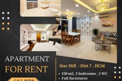 Cho thuê căn hộ cao cấp Star Hill - Duplex 3PN, Phú Mỹ Hưng quận 7. Nhà mới, Full nội