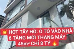 HOT- Tây Hồ- Ô TÔ vào nhà- 6 tầng mới- Thang máy - 45m2- 8 tỷ