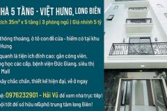 BÁN NHÀ 5 TẦNG - 35M2 - VIỆT HƯNG - LONG BIÊN - NGÕ THÔNG - XE CON ĐỖ CỬA - NHỈNH 5 TỶ