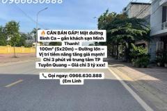 CẦN BÁN GẤP! Mặt đường Bình Ca – gần khách sạn Minh Thanh!