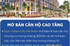 Dự án Sun Urban City hà nam chính thức mở bán và công bố giá bán cụ thể trong tháng