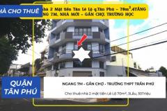 Cho thuê nhà 2 mặt tiền Lê Lộ 70m², 3Lầu, 30Triệu - NGANG 7M