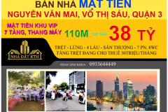 BÁN NHÀ MẶT TIỀN NGUYỄN VĂN MAI, VÕ THỊ SÁU, Q 3, 7TẦNG,110m, 38 TỶ, 0933644449