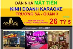 HIẾM - BÁN NHÀ MẶT TIỀN KD TRƯỜNG SA 8 P KARAOKE, QUẬN 3, 26 TỶ 5 – 0933644449