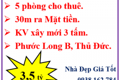 Bán gấp nhà 80m2 - Gần MT-5 phòng cho thuê - Phước Long B- TĐ- Chỉ 3.5 tỷ