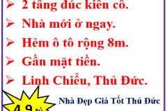 Bán gấp nhà-58m2- Võ Văn Ngân- Linh Chiểu- 2 tầng đúc- HXH 8m-Giảm còn 4.9 tỷ